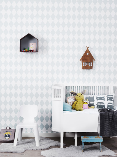 Babykamer behang vogelhuisje