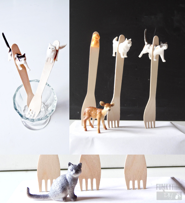unieke vork met dieren