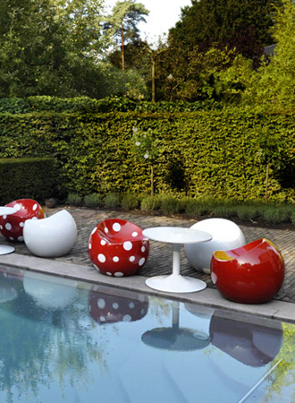 Ball chair rood en wit