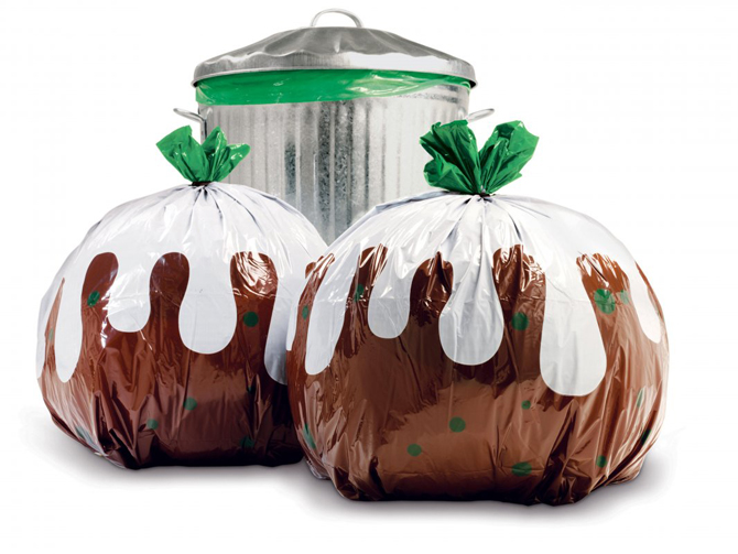 Kerst pudding afvalzakken