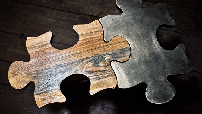 krukjes in de vorm van een puzzelstukje overzichtsfoto