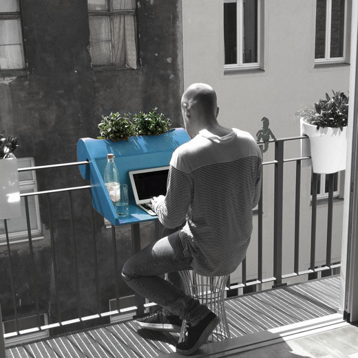 Tafel voor smal balkon blauw