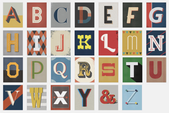 Vintage typografische prints