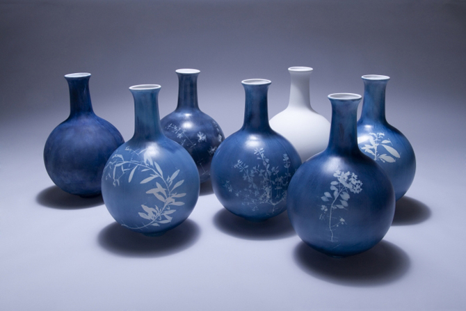 Blauw aardewerk bij elkaar