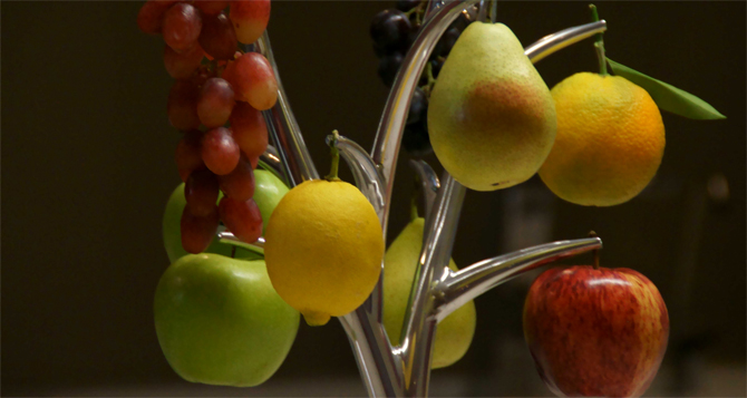 Fruit hang je op. Detail van verschillend fruit