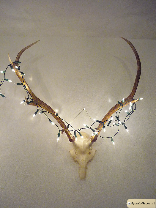 gewei met kerstverlichting