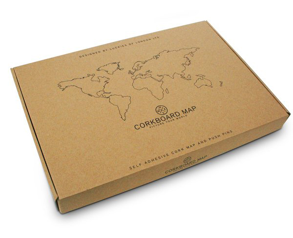Wereldkaart prikbord doos
