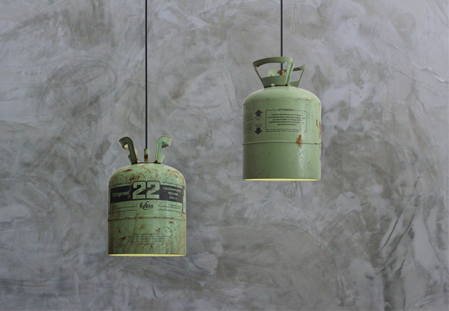 Stoere lamp van hergebruikte materialen