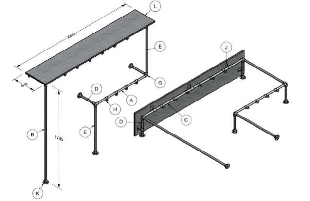 Ook u kan zelf uw interieur maken met steigerbuizen, buiskoppelingen en steigerhout!