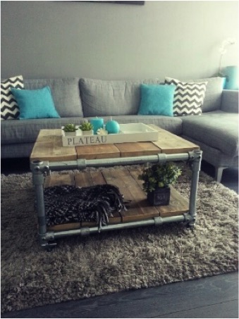 Ook u kan zelf uw interieur maken met steigerbuizen, buiskoppelingen en steigerhout!